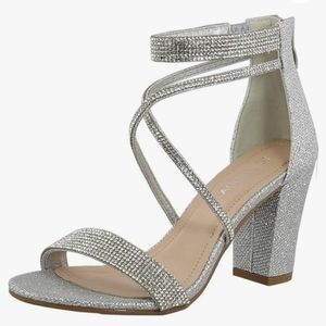 Silver rhinestone heels